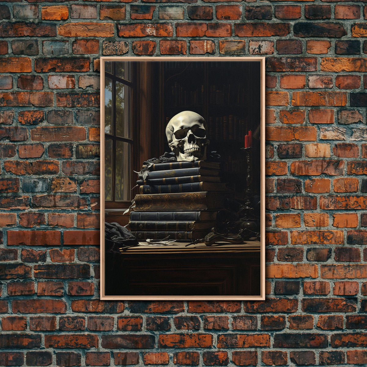 Gothic Victorian Bookshelf with Skull