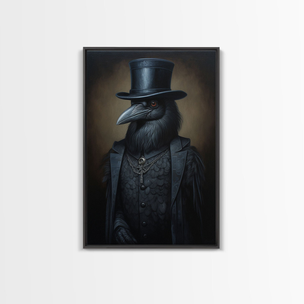 Gothic Raven — Antique Portrait Canvas