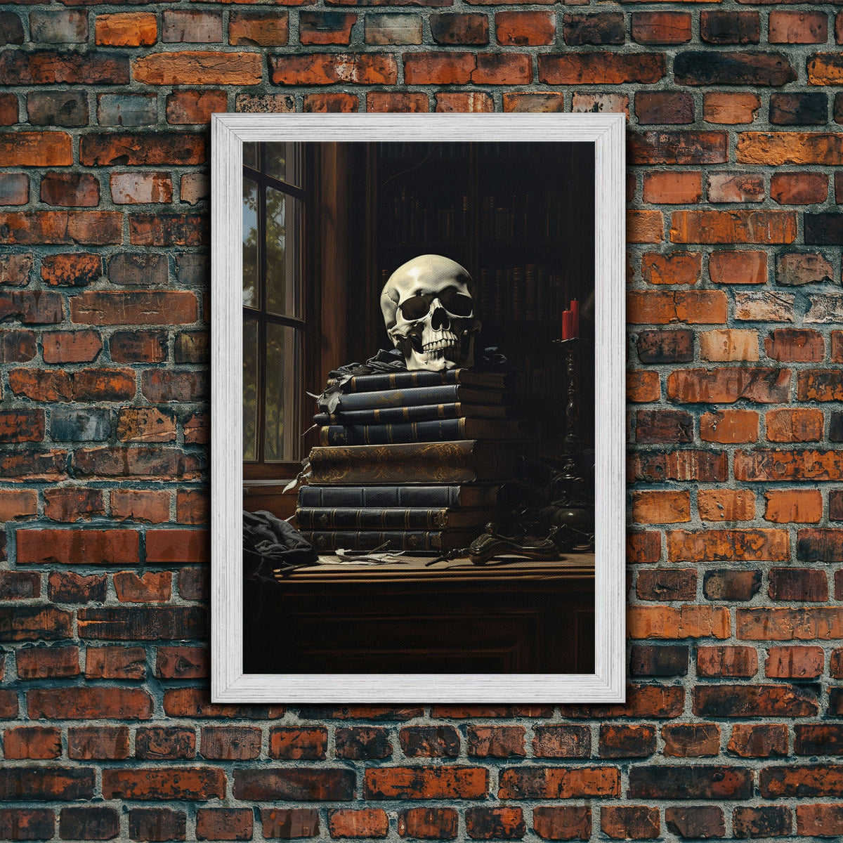 Gothic Victorian Bookshelf with Skull