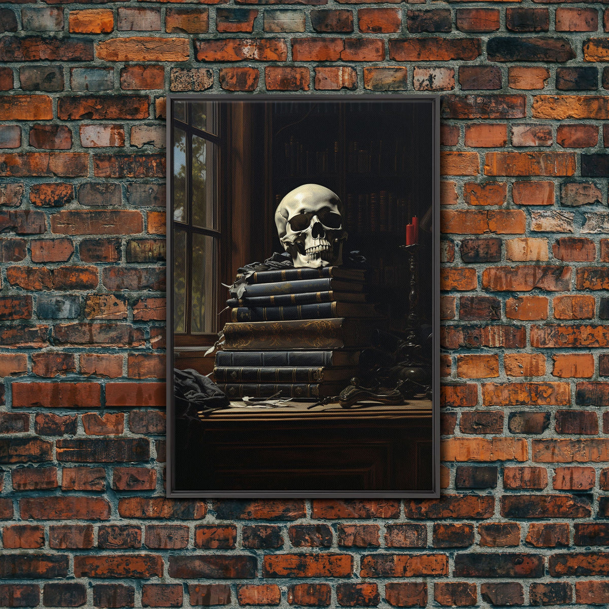 Gothic Victorian Bookshelf with Skull