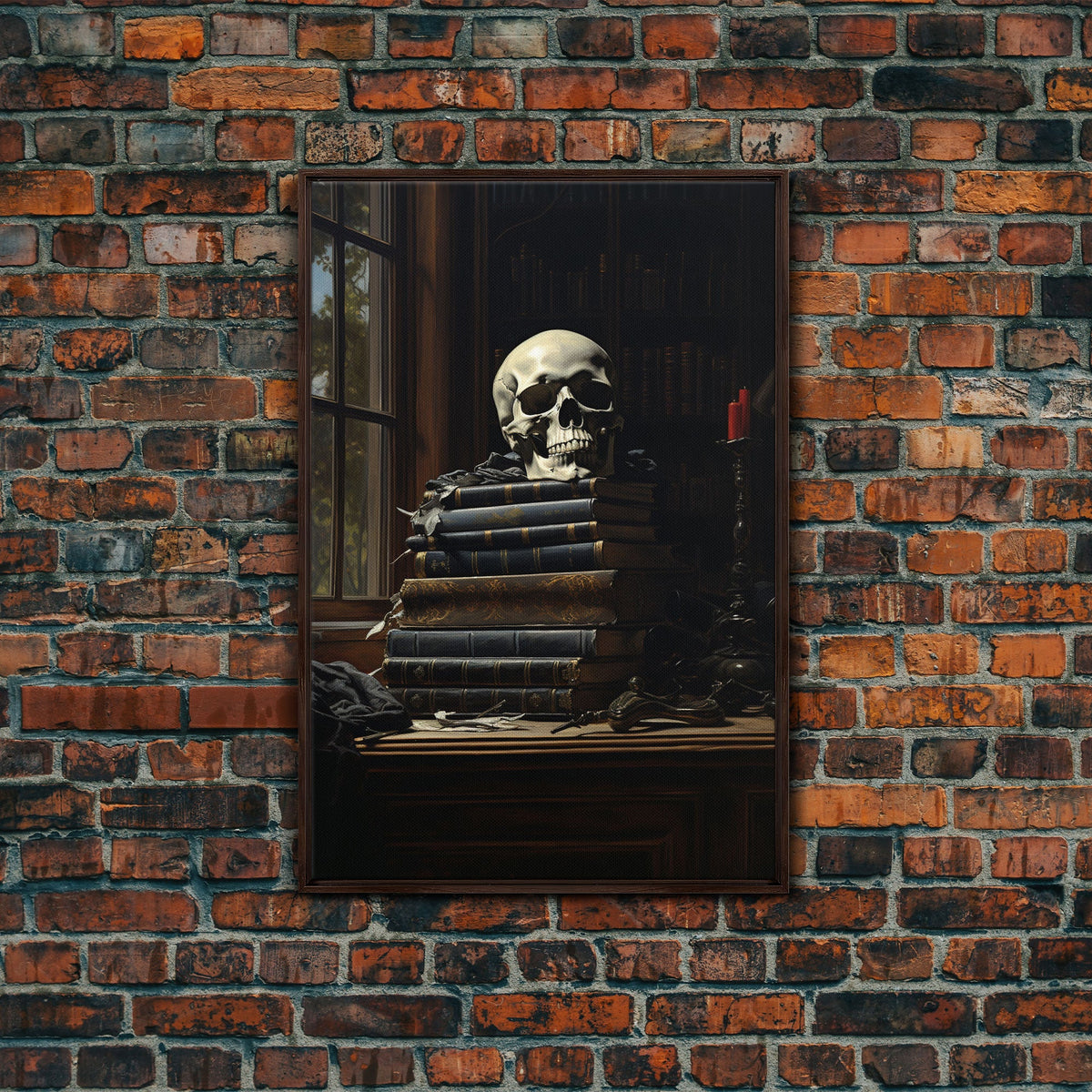 Gothic Victorian Bookshelf with Skull