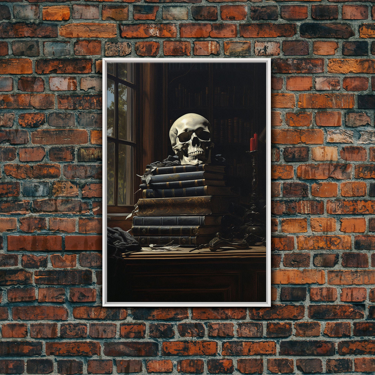 Gothic Victorian Bookshelf with Skull