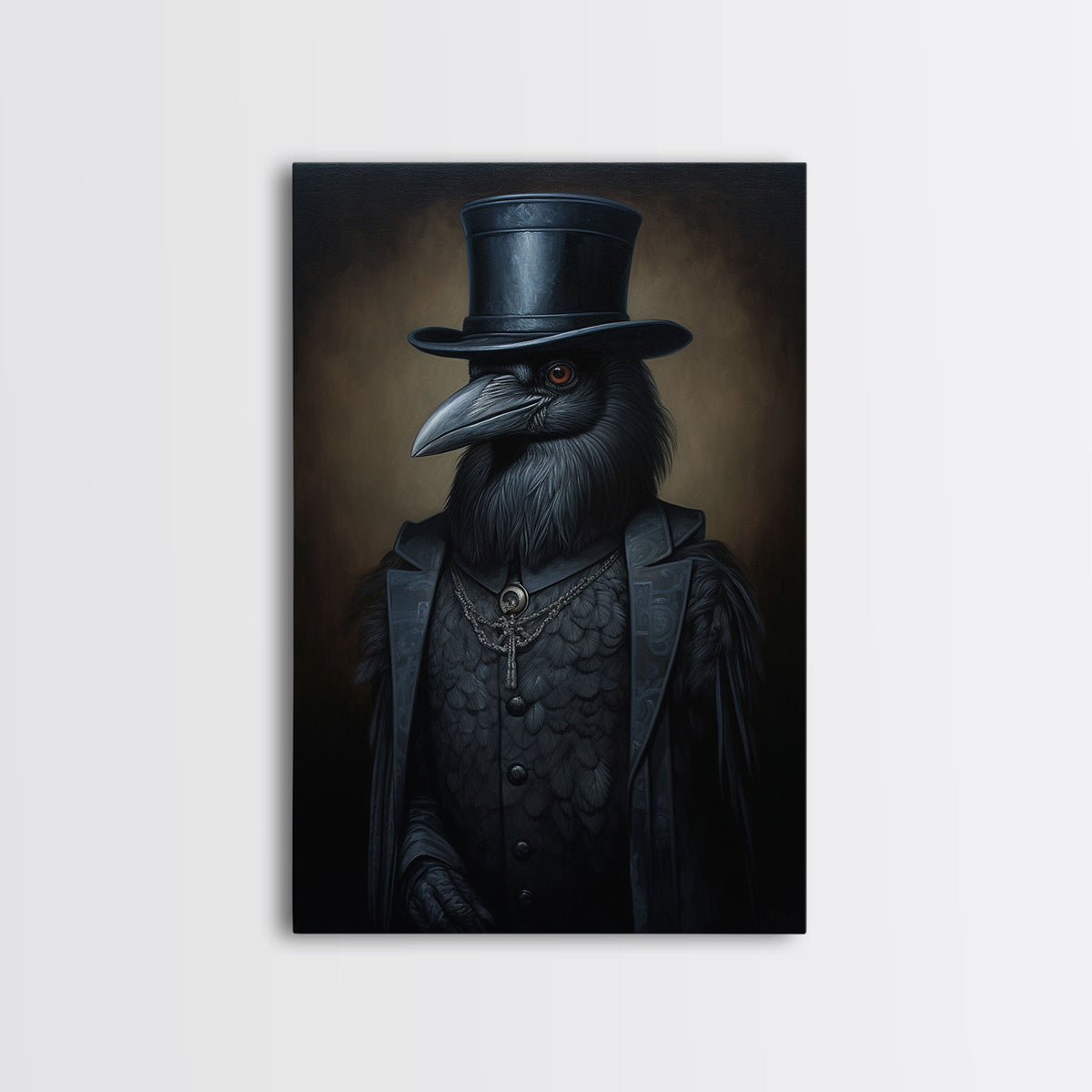 Gothic Raven — Antique Portrait Canvas