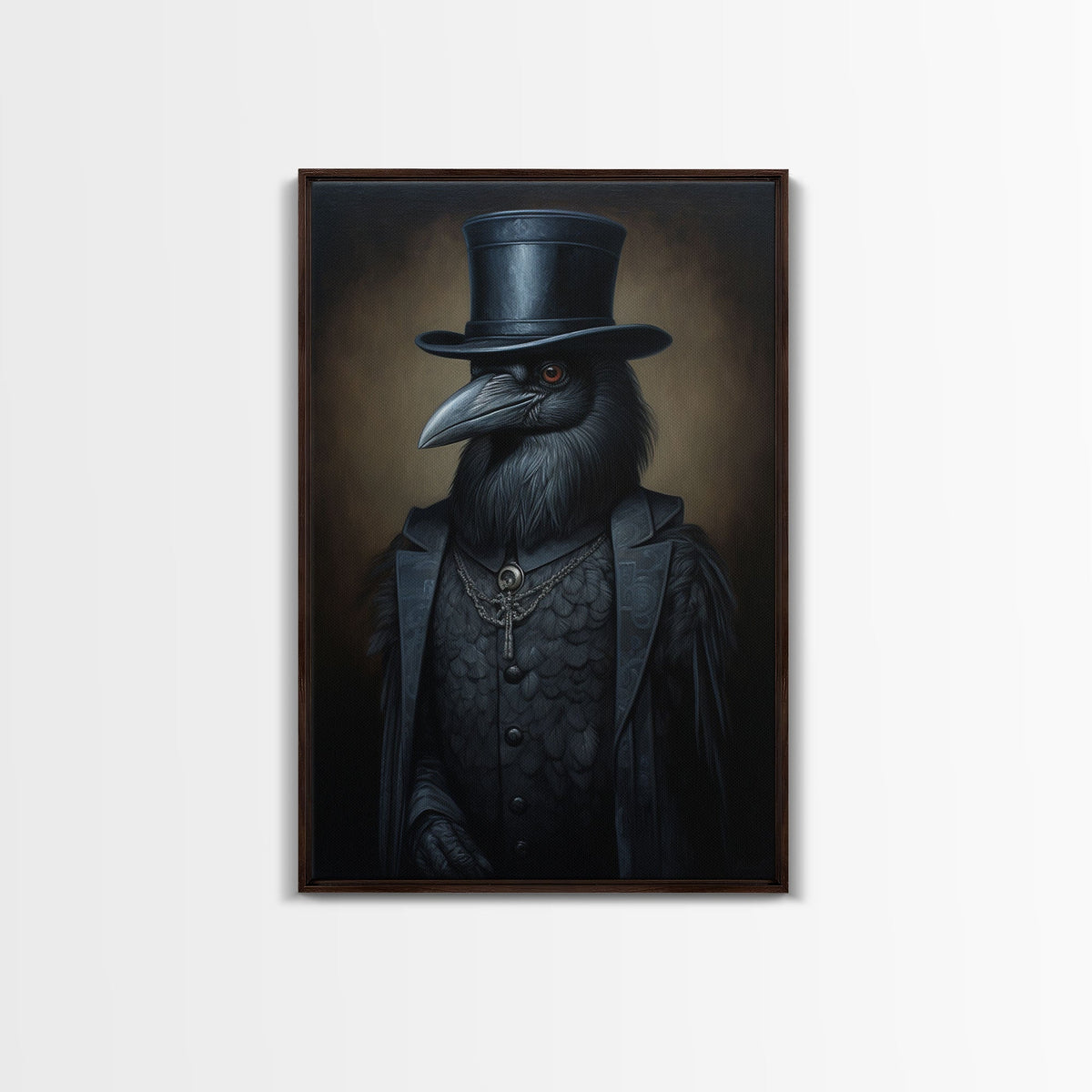 Gothic Raven — Antique Portrait Canvas