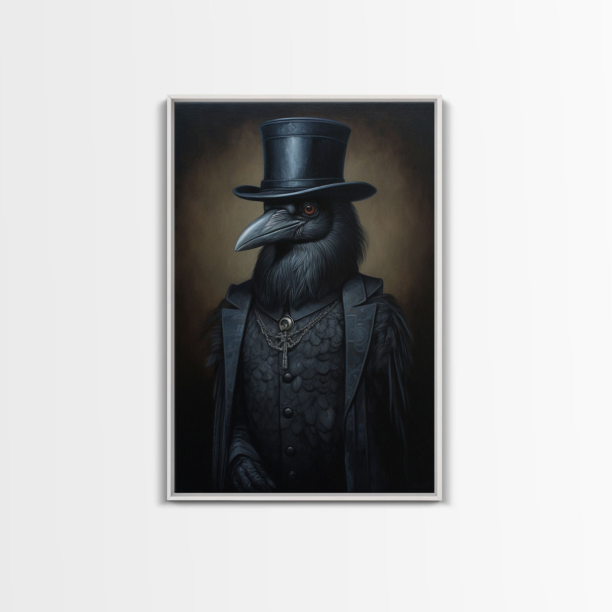 Gothic Raven — Antique Portrait Canvas