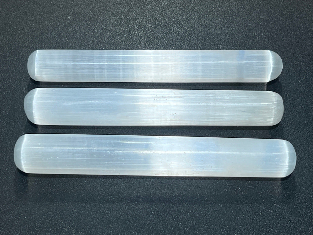 Selenite Satin Spar Crystal Round Wand Carving (5.5 Inches)