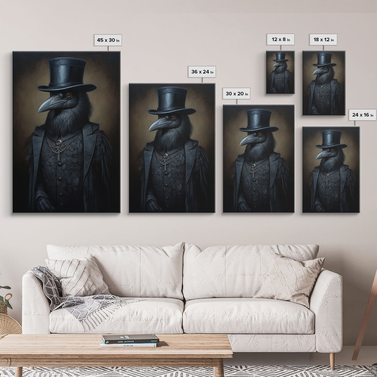 Gothic Raven — Antique Portrait Canvas