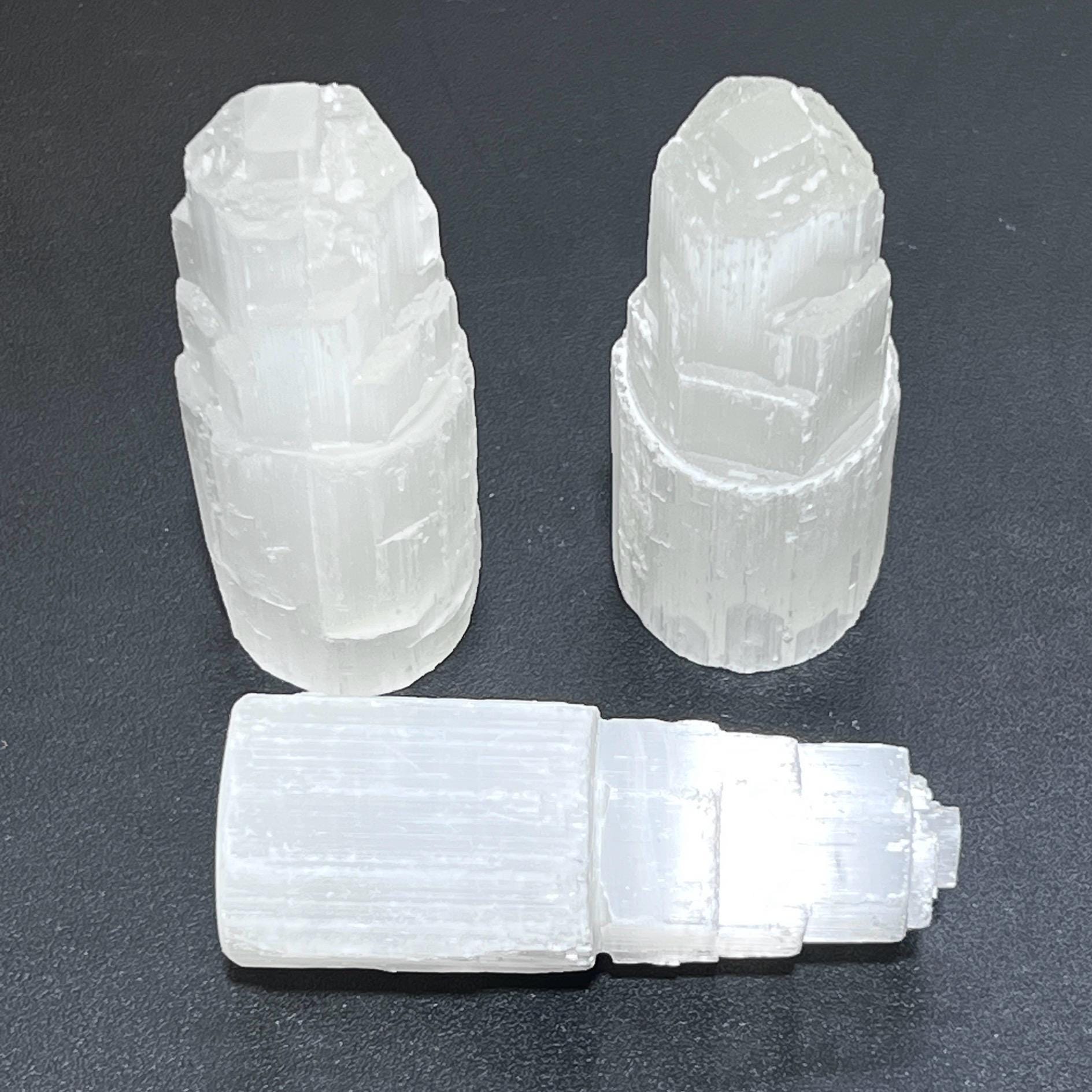 Selenite Satin Spar Crystal Standing Tower Carving (4 Inch)
