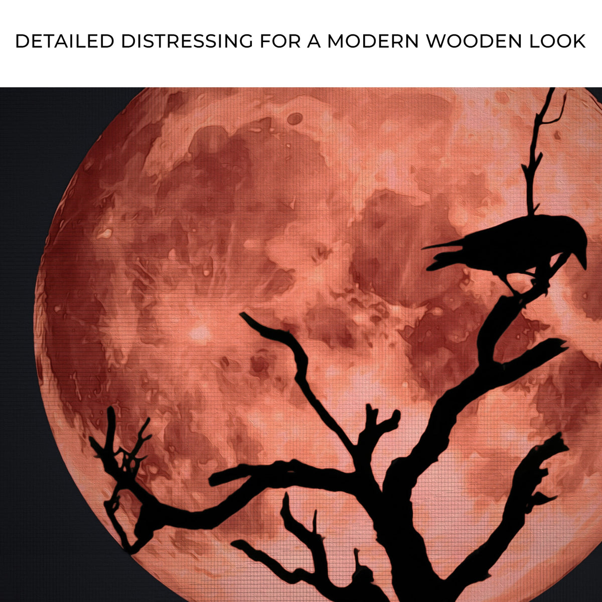Crow & Blood Moon Canvas Wall Art